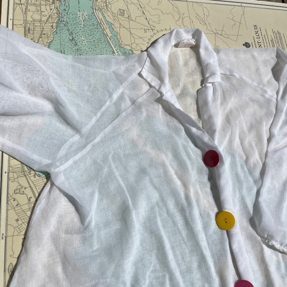 Vintage 1991 Dotti Sheer White Button Up Blouse - Picture 3 of 9